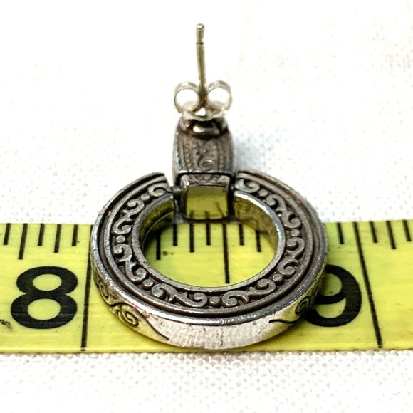 Sterling Sliver Door Knocker Earrings with Scroll Design 1.25" by 1" Post Backs - Picture 8 of 9